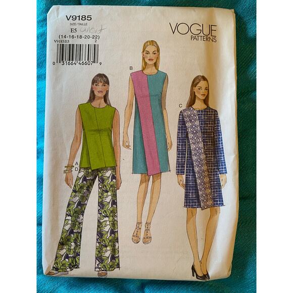 Vogue sewing pattern 9185 tunic dress wide leg pant Size 14 16 18 - Picture 1 of 6